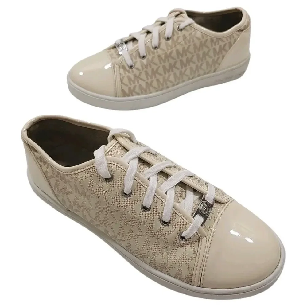 Michael Kors ~ Girls US Size 5Y ~Ivy Dee Vanilla Color Sneakers Shoes Logo.